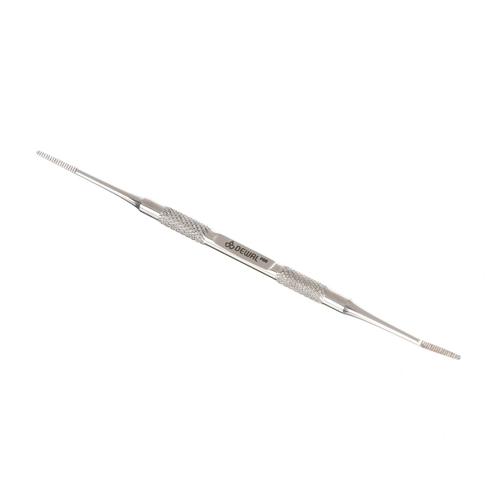 Пилка для вросшего ногтя двусторонняя DEWAL расчёска малая с нескользящей ручкой 8 х 6 см бело зелёная